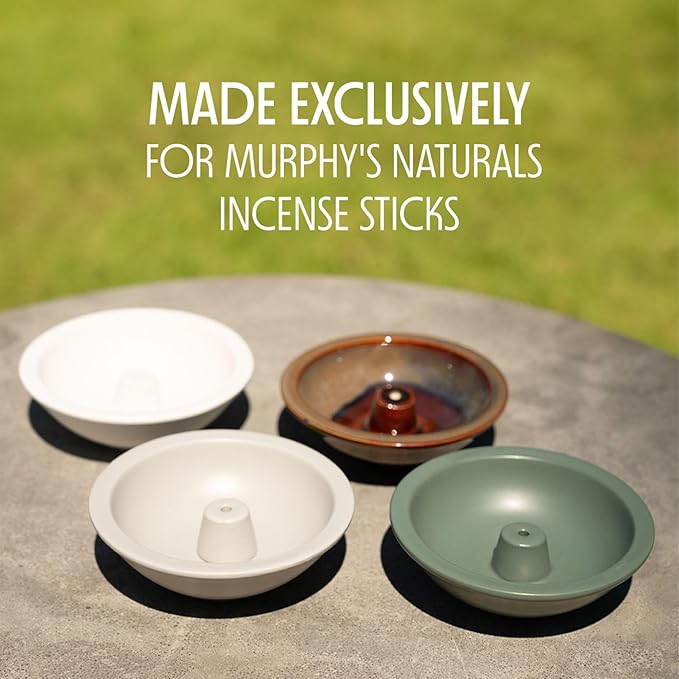 Murphy’s Naturals Stoneware Incense Stick Holder, Stone Grey, 4.5” Ash Catcher for Outdoor Use, Durable & Stylish Design for Easy Clean-Up, 1-Pack
