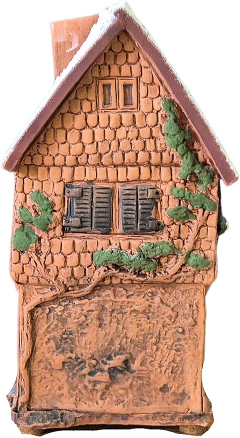 Ceramic Houses and Villages Collection - Handmade House Miniature of Historic Winery in Bernkastel-Kues, Germany - Candle, Cone Incense Holder R255, Winter Edition