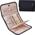 BELALIFE Travel Jewelry Case, Jewelry Organizer Roll for Accessories | Bag with foldable roll design for earrings, necklaces, rings, bracelets and brooches,Black