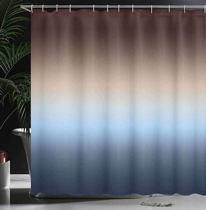 Ambesonne Ombre Shower Curtain, Arrangement with Gradual Color Change Modern Ornamentation Abstract Illustration, Cloth Fabric Bathroom Decor Set with Hooks, 69" W x 75" L, Blue and Brown
