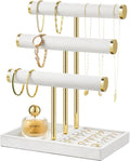 Jewelry Organizer Stand Display, 3 Tier Velvet Bracelet Holder, White | Jewelry Organizers and Storage | Jewelry Tree | Jewelry Towers for Necklaces, Bracelets, Earrings, Rings