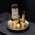 4 in 1 Incense Burner Holder with Ash Catcher, Gold-Plated Ceramic Tray for Burning Incense Sticks, White Sage, Palo Santo, Candle