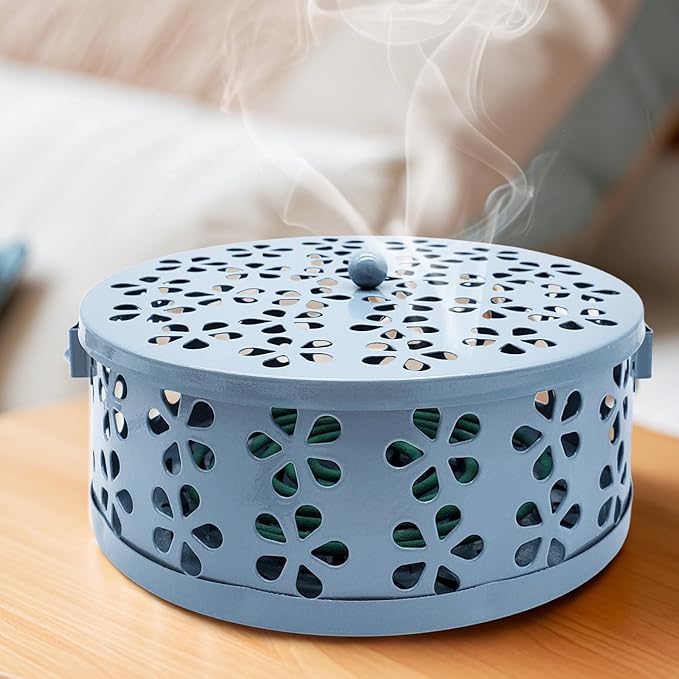 Mosquito Coil Holder, Portable Mosquito Coil Burner, Suitable for Indoor and Outdoor Camping (Sky Blue)