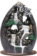 Backflow Incense Holder Resin Mountain Incense Burner Fountain Waterfall Incense Holders Home Decor with 120 Pcs Backflow Incense Cones 30 Pcs Incense Sticks (Creek)