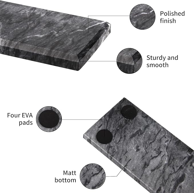 Marble Incense Holder Tray Incense Burner Modern Minimalist Home Deco and Desk Incense Holder for Sticks (Grey Black)