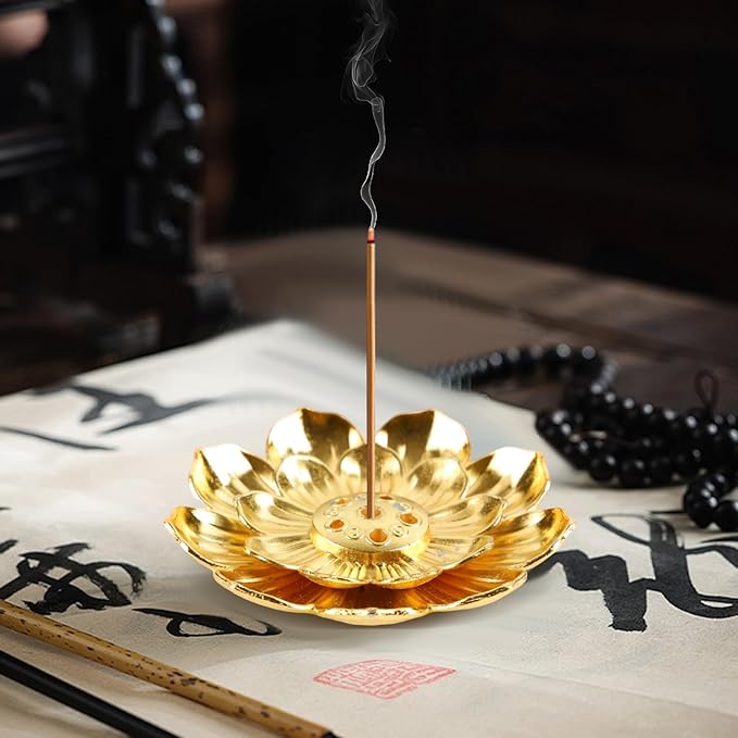 60 Pcs Alloy Incense Holder, Incense Burner, Incense Holder for Sticks with Detachable Ash Catcher Lotus Shape Incense Stick Holder for Home Décor