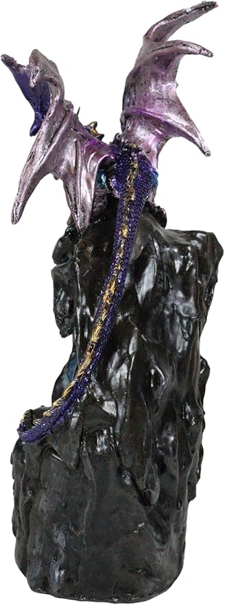 Ebros Gift Purple Azurite Quartz Dragon Climbing On Faux Geode Crystal Gemstone Quarry Mountain Cave Backflow Incense Burner Figurine Faux Stone