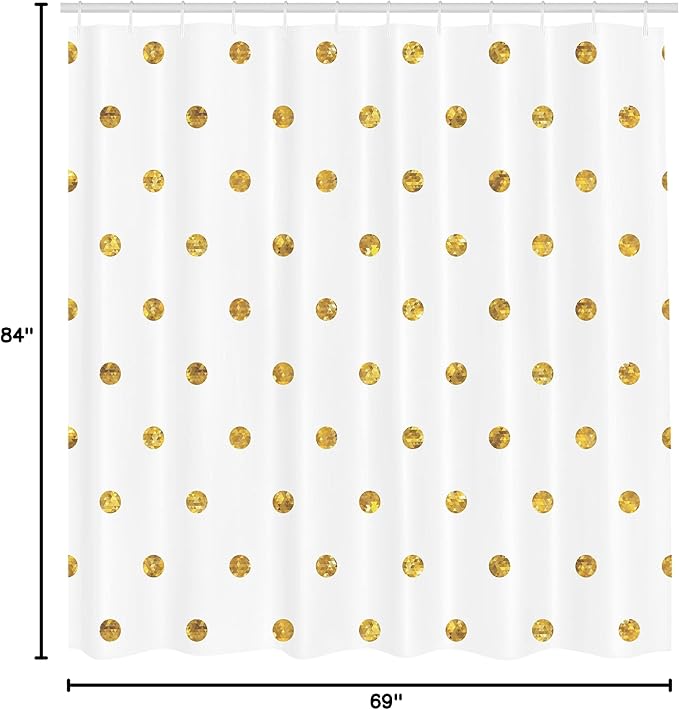 Ambesonne Modern Shower Curtain, Blurry Crystalised Yellow Ombre Geometric Circles Rounds Plain Backdrop Print, Cloth Fabric Bathroom Decor Set with Hooks, 69" W x 84" L, Yellow White