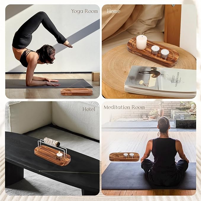 Handcrafted Palo Santo and Sage Holder, 4 in 1 Incense Sticks and Candle Holder for Burning Sage, Natural Wood Burner Holder, Ideal Spiritual Meditation Gift