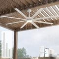 56 Inch White Outdoor Ceiling Fan with Light, All Weather Wet Rated, Smart Alexa/App/Remote Control, 8 Anti-rust Aluminum Blades, High Airflow 7446 CFM, Modern Farmhouse Fan for Patios Coastal Garage