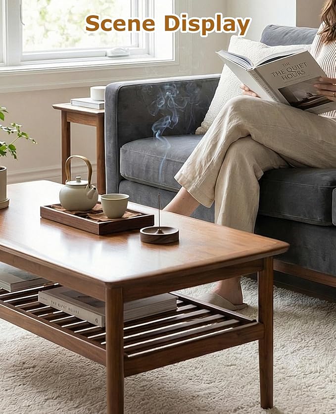 3PCS Incense Holder for Sticks with 3PCS Ash Brush, Wooden Black Walnut Burner Ash Catcher Bowl Tray for Home Décor, Meditation, Yoga, Spa