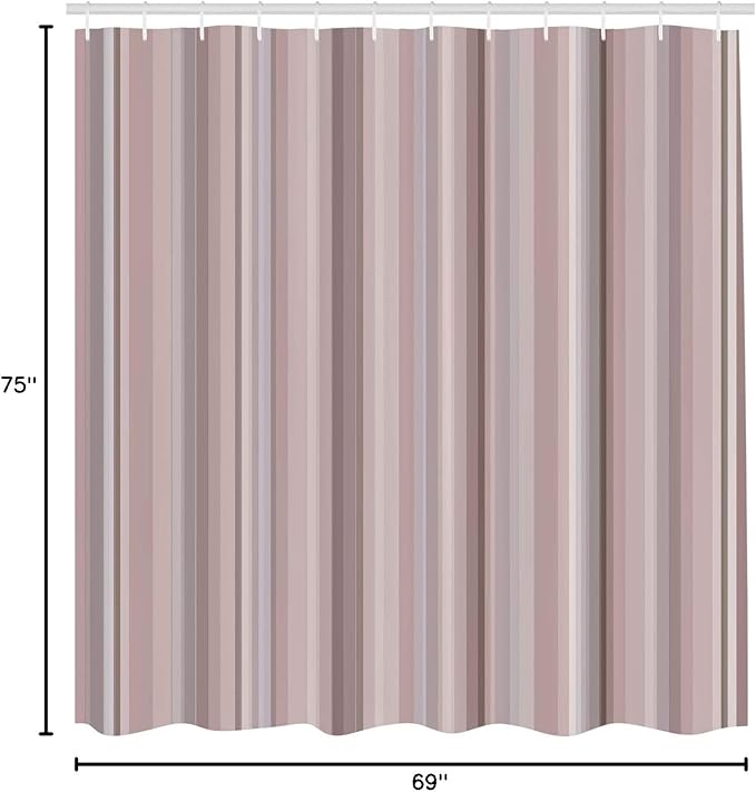 Ambesonne Stripes Shower Curtain, Abstract Ocean Inspired Palette Lines Geometrical Image Illustration, Cloth Fabric Bathroom Decor Set with Hooks, 75" Long, Pale Salmon