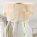Flush Mount Ceiling Fan with Lights, 20" Low Profile Boho Ceiling Fan with Light Remote Control, Caged with 6 Speeds for Bedroom, Nursery, Living Room