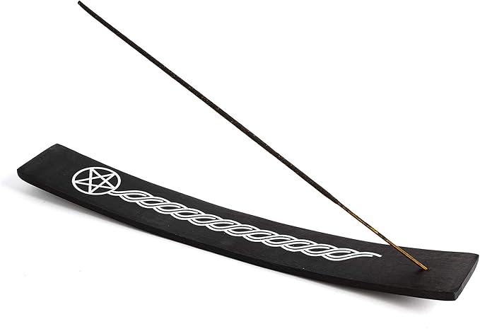 Incense Garden Wooden Incense Holder for Sticks Pentacle Black Painted Wood 10 inches Long