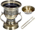JUXYES Vintage Incense Burner Holder with Ash Catchers and Tongs, Metal Censer Antique Charcoal insencents Burner Zinc Alloy Spiritual Aromatherapy Yoga Meditation Retro Home Decoration