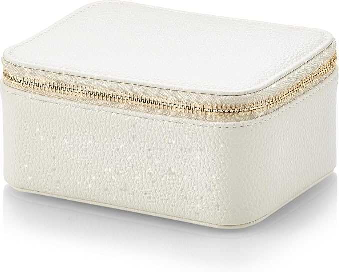 VLANDO Jewelry Travel Case,Travel Jewelry Organizer with Clear Velvet Jewelry Bags Zipper Pouch for Women Girl Gift- 8Pcs White