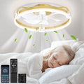 OUTON 20" Ceiling Fan with Light, Remote & App Control, Fandelier Low Profile Flush Mount Ceiling Fan with 3000K-6500K Stepless Dimmable, 6 Speed, Quiet DC Motor, Small Modern Ceiling Fans for Bedroom