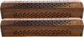 2 Pack Wooden Coffin Incense Sticks Burner - 12 Inches Brass Inlays - Storage Compartment (Net Carving)