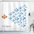 Ambesonne Saying Shower Curtain, Words with Outsider Fish Against All The Others Inspirational Art, Cloth Fabric Bathroom Decor Set with Hooks, 69" W x 70" L, Orange Blue