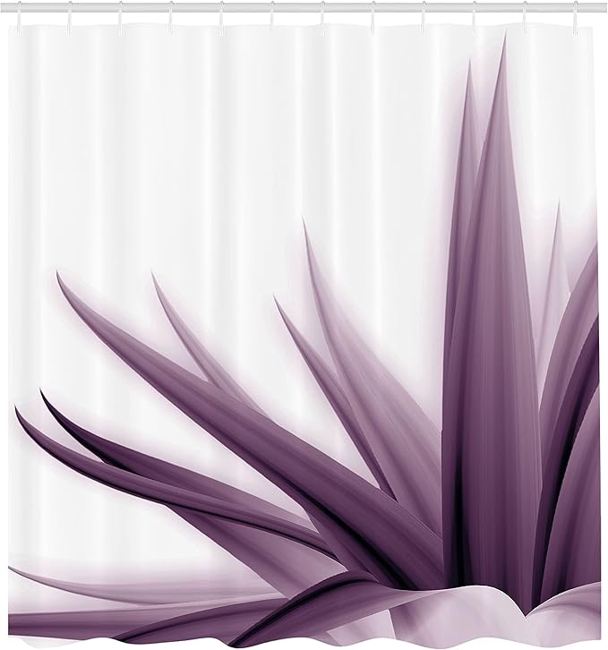 Ambesonne Flower Shower Curtain, Ombre Color Change Style Leaves Water Colored Print Calming Details Image, Cloth Fabric Bathroom Decor Set with Hooks, 69" W x 70" L, Eggplant