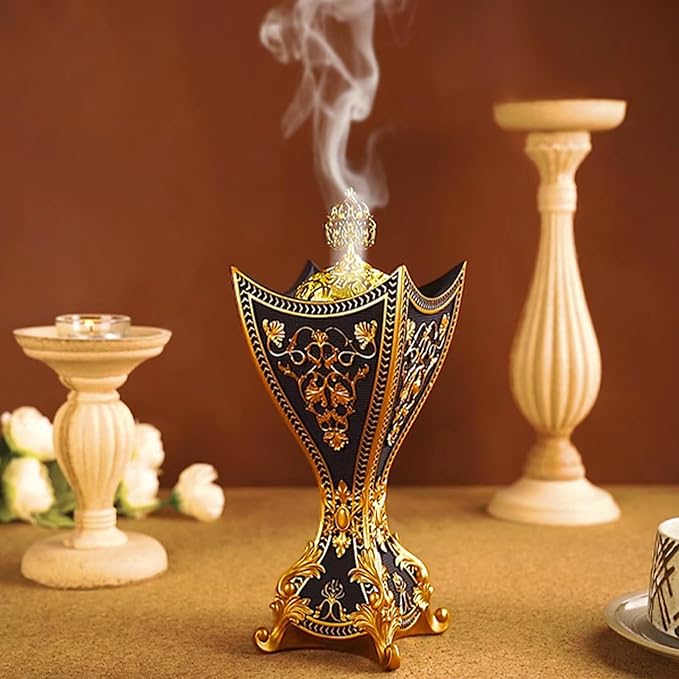 TERSCHELLING Frankincense Resin Incense Burner,Bakhoor Burner, Charcoal Incense Burner, Portable Incense Censer - for Yoga,Spa Aromatherapy,Office & Home Decor(Black)