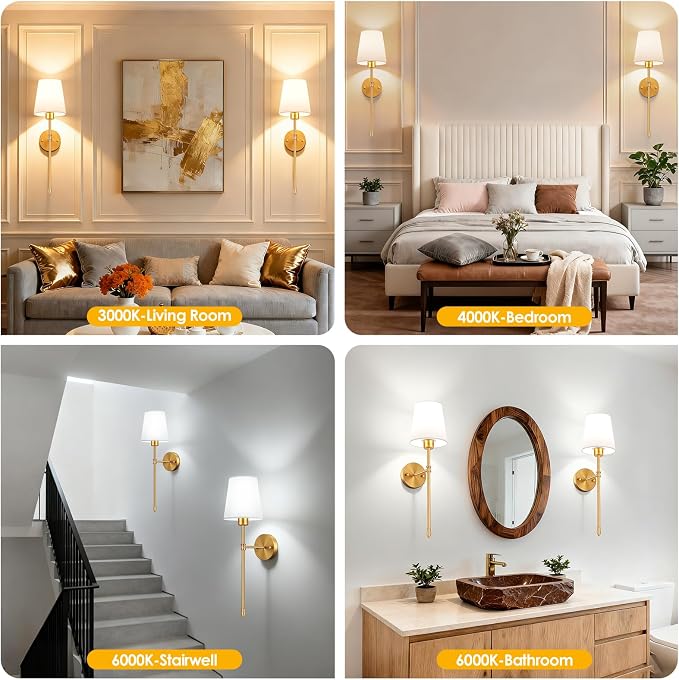 OCATO Battery Operated Wall Sconce: 10000mAh Wireless Wall Sconces Set of Two Rechargeable Lamp Dimmable Magnetic Lights with 7 RGB Colors and Remote Walls Decor for Bedroom Living Room Hallway