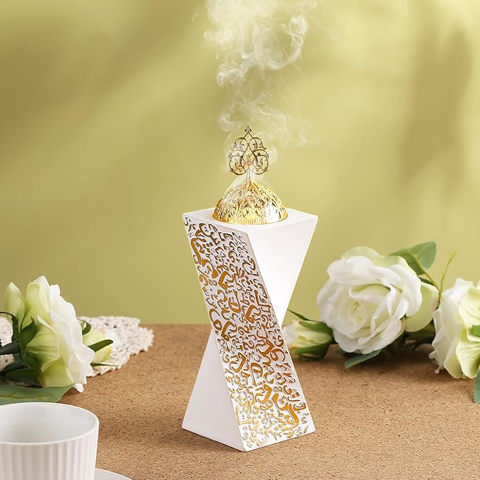 TERSCHELLING White Bakhoor Burner, Charcoal Incense Burner, Frankincense Resin Incense Burner, Incense Burner for Yoga, Spa Aromatherapy，Office & Home Decor Gifts