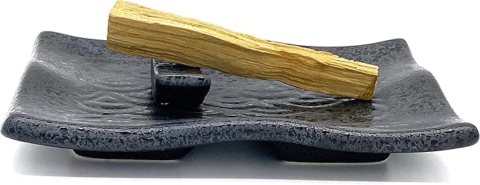 TOBOHU Black Rectangle Ceramic Palo Santo Holder, Wood Incense Stick Burning Bowl, Ceramic Burner for Palo Santo Sticks