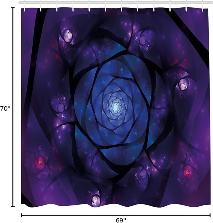 Ambesonne Mandala Shower Curtain, Psychedelic Universe Flower in Space Motif Art Print, Cloth Fabric Bathroom Decor Set with Hooks, 69" W x 70" L, Purple Blue