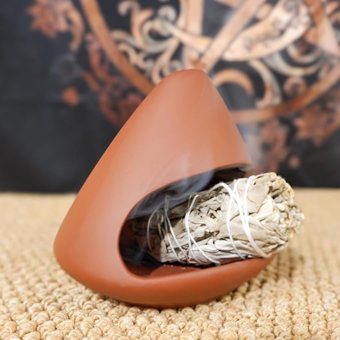 MOUGIGI Terracotta Zongzi Palo Santo Holder–Elegant Sage Cone Incense Dish for Zen Meditation Altar, Energy Cleansing&Yoga Spa–Perfect for Mindfulness, Aromatherapy, Stress Relief&Spiritual Decor Gift