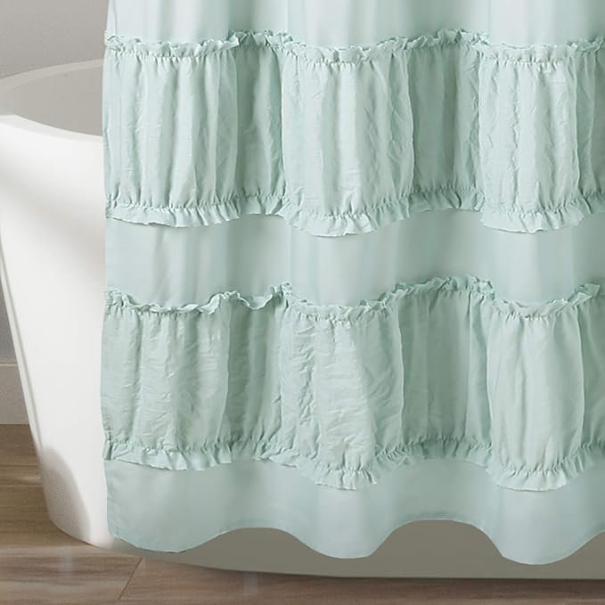 Lush Decor Nova Ruffle Shower Curtain, 72" x 72", Blue