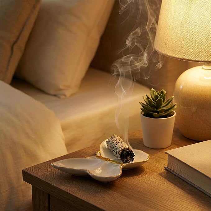 Butterfly Incense Holder for Sticks, Handmade Ceramic Incense Burner, Sage Stick Burner and Palo Santo Holder for Zen Yoga Spa Meditation Home Decor, Butterfly Spiritual Gifts for Women Mom
