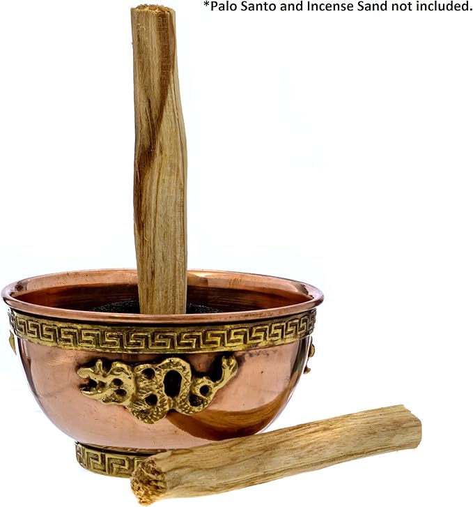 Alternative Imagination Dragon Copper Bowl - Offering Bowl For Altar Use, Ritual Offerings, Witchy Home Decor - Incense Holder for Incense Cones, White Sage, Palo Santo Sticks - 3 Inches Wide