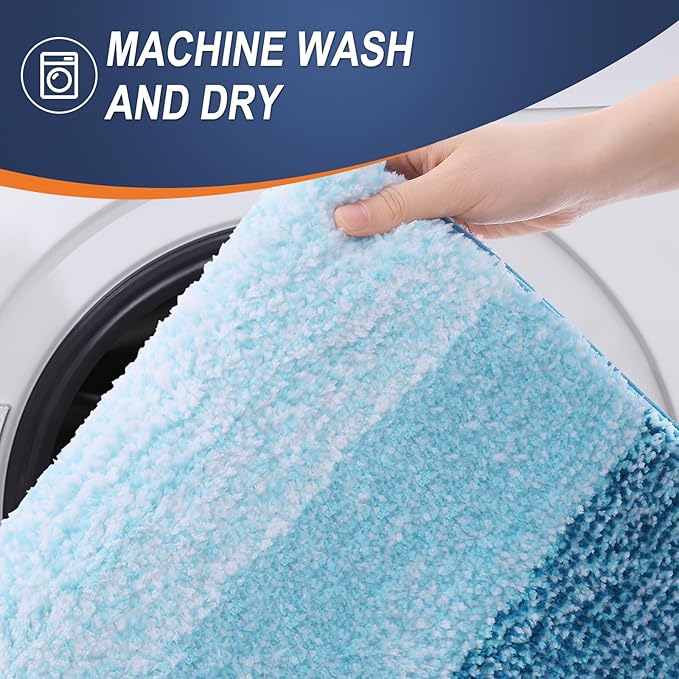 OLANLY Bathroom Runner Rugs Mat 47x24, Extra Soft Absorbent Microfiber Bath Rugs, Rubber Backing, Quick Dry, Washable Long Bath Mats for Bathroom, Tub and Shower, Home Decor Accessories, Peacock Blue
