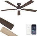 Fanbulous 60" Flush Mount Ceiling Fan with Light, Remote & App, Oil Bronze | 3CCT 20W LED, 6-Speed Quiet Reversible Motor, Modern Low Profile Flush Mount, Ideal for Bedroom/Living Room/Kitchen.