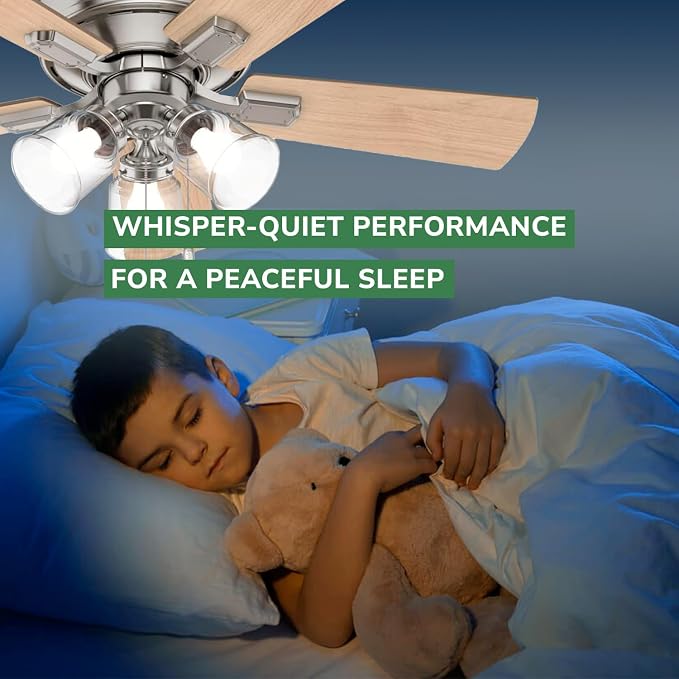 Hunter Crestfield, Indoor, Ceiling Fan, Quiet, 42 inch, Brushed Nickel