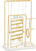 ProCase Jewelry Stand Holder Organizer and Storage, Gold, Large | Rotating Earring Bracelet Holder Storage, Hanging Jewelry Display Velvet Ring Tray, Teen Girls Birthday Gifts Room Dorm Decor