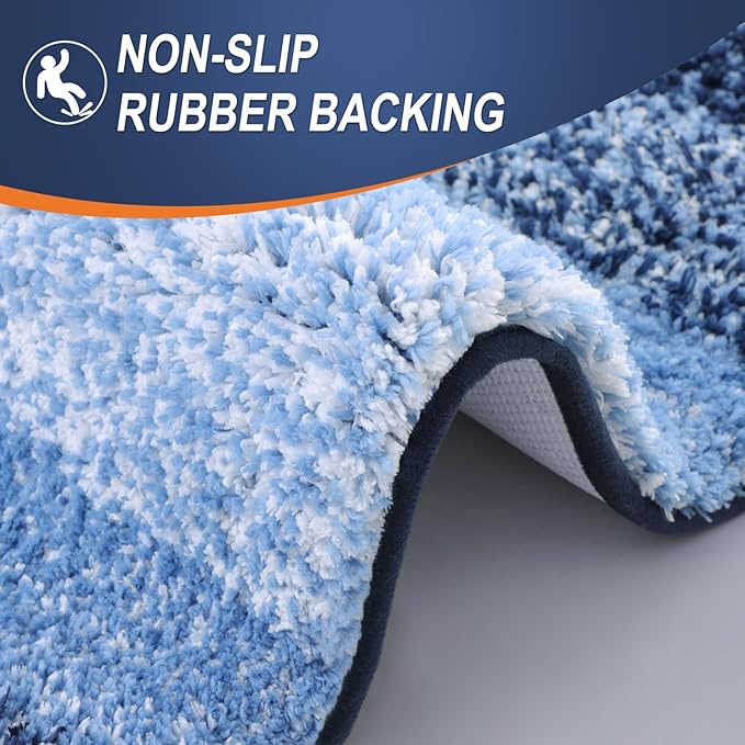 OLANLY Bathroom Runner Rugs Mat 59x24, Extra Soft Absorbent Microfiber Bath Rugs, Rubber Backing, Quick Dry, Washable Long Bath Mats for Bathroom Floor, Tub and Shower, Home Decor Accessories, Navy
