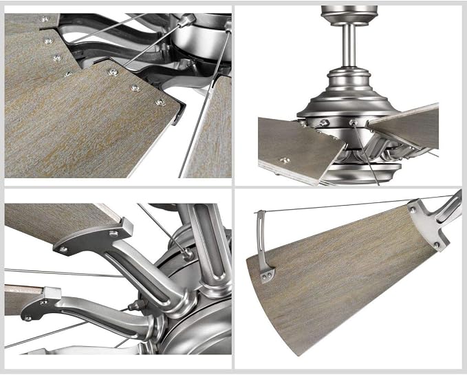 Progress Lighting Springer Collection DC Motor Farmhouse Windmill Ceiling Fan, Antique Nickel, 12-Blade (60" W x 17-3/8" H) P250000-081