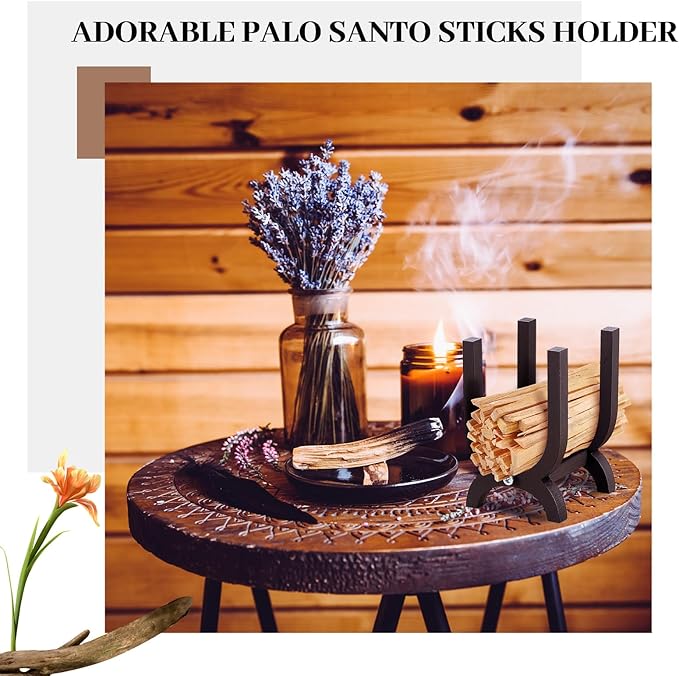 2 Set Cute Handmade Palo Santo Holder Incense Holder for Sticks Wiccan Altar Burner for Palo Santo Handcrafted Incense Storage with Matches for Meditation Home Decor, Not Include Sticks