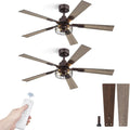 Fanbulous 2 Pack Farmhouse 48 Inch Ceiling Fans with Lights, Industrial Caged Ceiling Fans for Bedroom Living Room, Double-Sided 5 Blades Rustic Ceiling Fan-Oil Bronze
