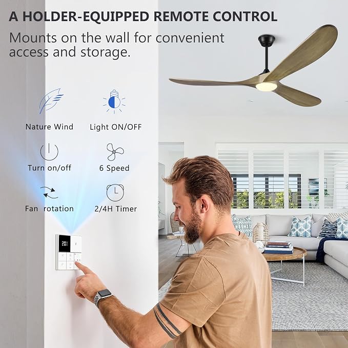 Eliora 60 Inch Ceiling Fans with Lights, Wood Outdoor Ceiling Fan for Patio and Remote Control Rustic Propeller Large Ceiling Fans with Light Farmhouse Indoor Quiet High cfm, Bronze Gray