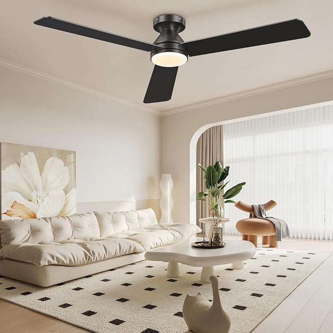 52 Inch Ceiling Fans with Lights, Remote Control, 3CCT, Dimmable&Adjustable Wind Speed, Timer Function, Reversible, Quiet, Energy-Saving Ceiling Fan with Light for Bedroom, Living Room Indoor/Outdoor