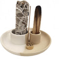 Sage Holder, White Sage Burner, Smudge Bowl, Palo Santo Holder, Incense Holder, Incense Holder Bundle, Sage Holder for Sage Bundle and Palo Santo (Sage Not Included) (White-Speckled)