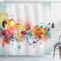 Ambesonne Fall Shower Curtain, Psychedelic Autumn Scene of Abstract Watercolors Splashes and Brushstrokes in a Blurry Design Art, Cloth Fabric Bathroom Decor Set with Hooks, 69" W x 84" L, Cadet Blue