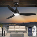 Fanbulous 52" Outdoor Ceiling Fan with Light, IP65 Waterproof Wet Rated, Plug in Gazebo Fan with 10FT Cord, Smart APP & Remote, 6-Speed Reversible DC Motor, 3CCT Dimmable LED for Patio Porch (Black)
