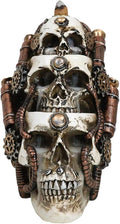 Ebros Gift Steampunk Geared Clockwork Pipework Trio Morphing Skulls Smoke Waterfall Backflow Incense Cone Tower Holder Burner Gothic Statue Home Fragrance Accessory Accent Figurine