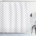 Ambesonne Geometric Shower Curtain, Minimal Simple Image with Hexagonal Stripes and Lines Modern Art Print, Cloth Fabric Bathroom Decor Set with Hooks, 69" W x 75" L, White