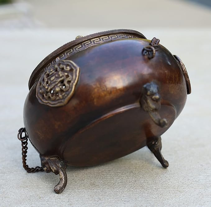 DharmaObjects Tibetan Traditional Hanging Incense Burner Copper (6 x 4.5 x 4.5 Inches, Hanging 8)