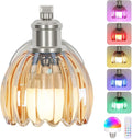 VerRon Rechargeable Battery Operated Wall Sconce with Amber Glass Lampshade, Wireless Wall Scone Decor with Remote Control, 15 Colors Brushed Nickle Wall Light for Bedside Hallway Bedroom Doorway
